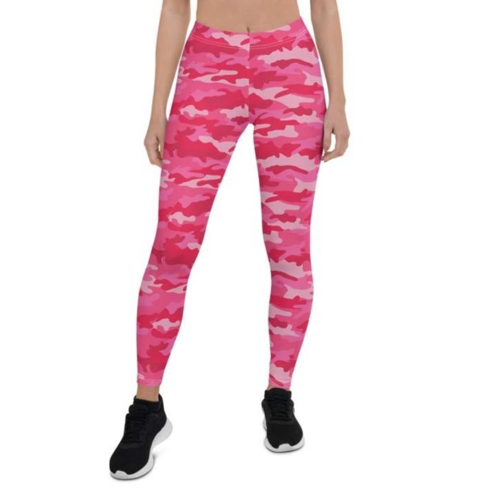 Pink Camouflage Leggings. High waist & skinny leg. Camo Print Athletic Pant